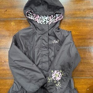 ZeroXposur Black Raincoat with Pink Embroidery